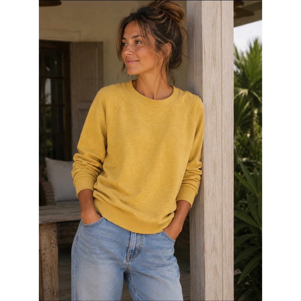 Jungmaven Hemp Organic Cotton Sweatshirt XL Yellow Made USA Crewneck Pullover